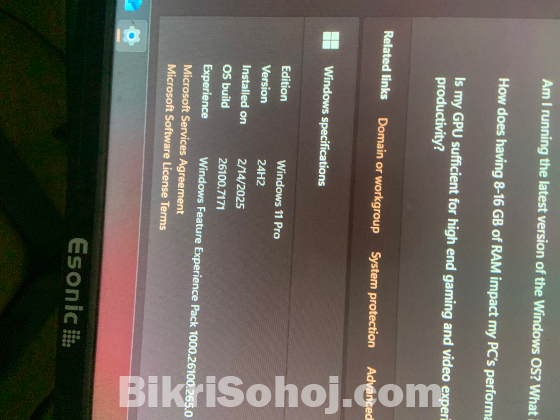 Pc Ryzen 7 with redeon graphics